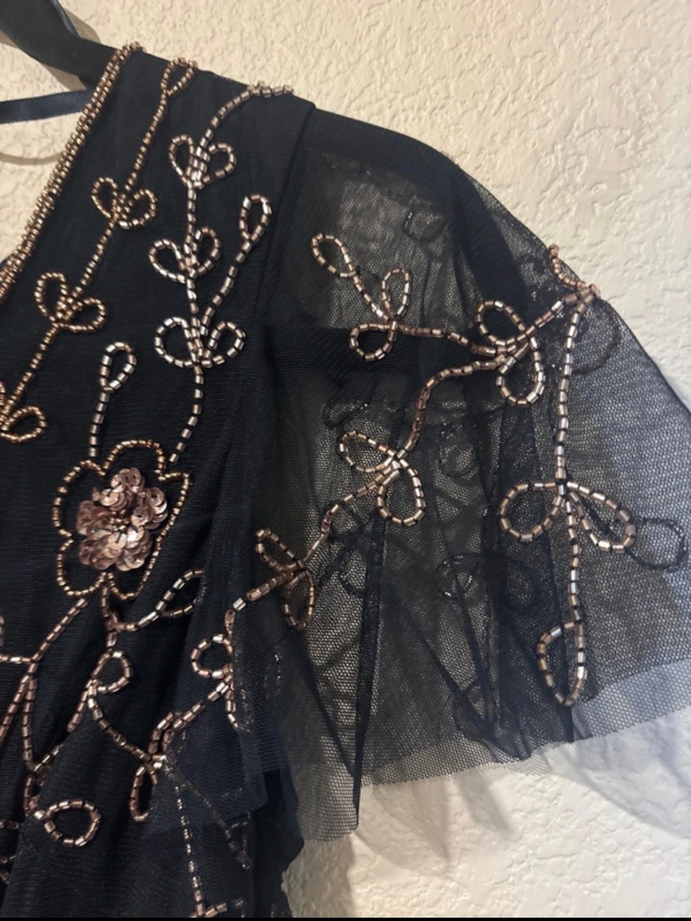 Adrianna Papell Navy Maxi Dress with Rose Gold Embroidery - Picture 6 of 7